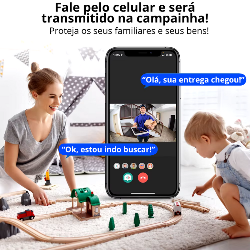 Campainha Inteligente Via Wi-Fi com Câmera e Áudio Ao vivo (Queima de Estoque🔥) - Eletro Diversos